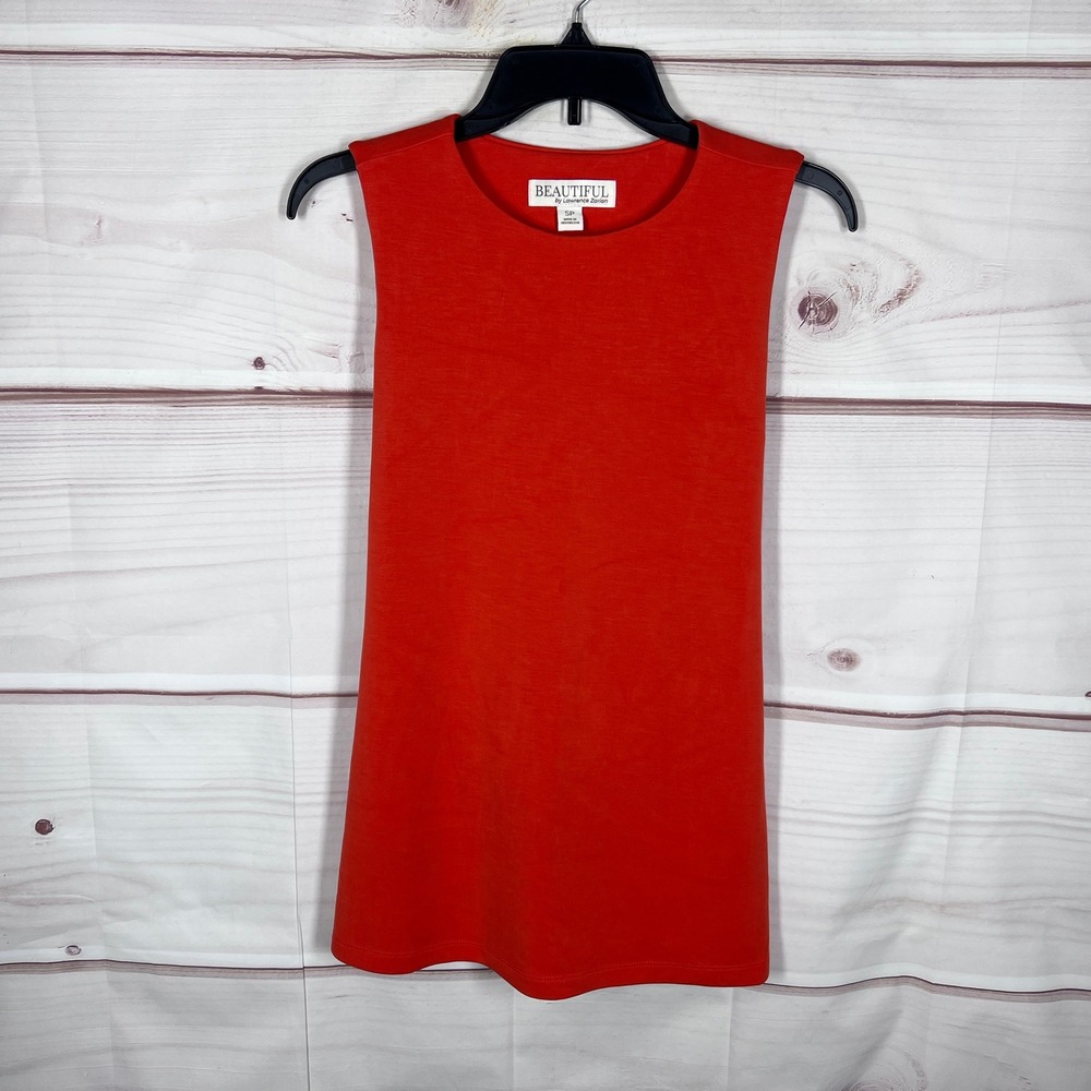 Beautiful by Lawrence Zarian Tank Top Women PS Red Sleeveless Tie Waist Tunic
